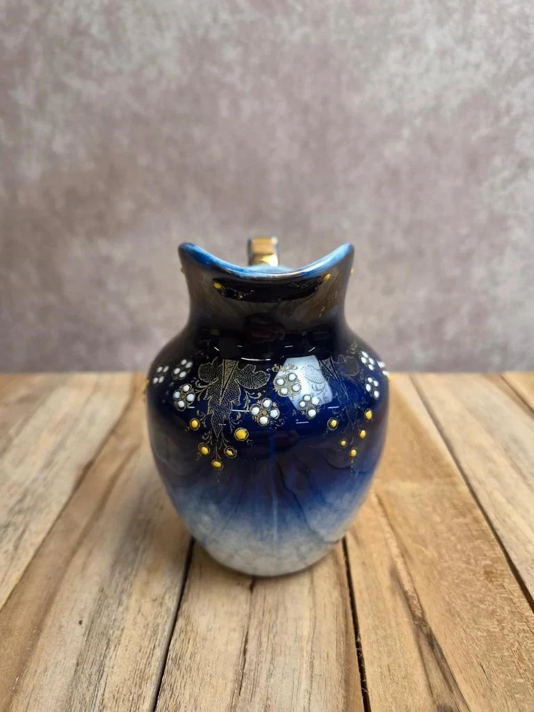 Petit pot a lait antiguo Kg Lunéville azul cobalto decoración esmaltada en relieve – photo 5